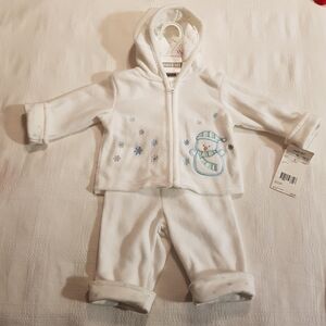 Carter's boys 9 months white fleece 2 piece outfit holiday wear